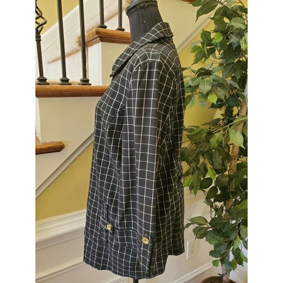 Attyre New York Sz L Plaid Jacket Golden Buttons - Picture 6 of 10